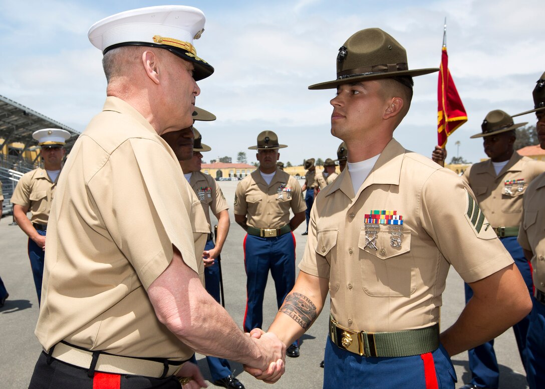 The Assistant Commandant of the Marine Corps, Gen. John M. Paxton Jr., attends the Basic Marine Graduation Ceremony as the parade reviewing officer on Marine Corps Recruit Depot, San Diego, Calif., June 10, 2016. (U.S. Marine Corps photo by Sgt. Tia Dufour/Released)