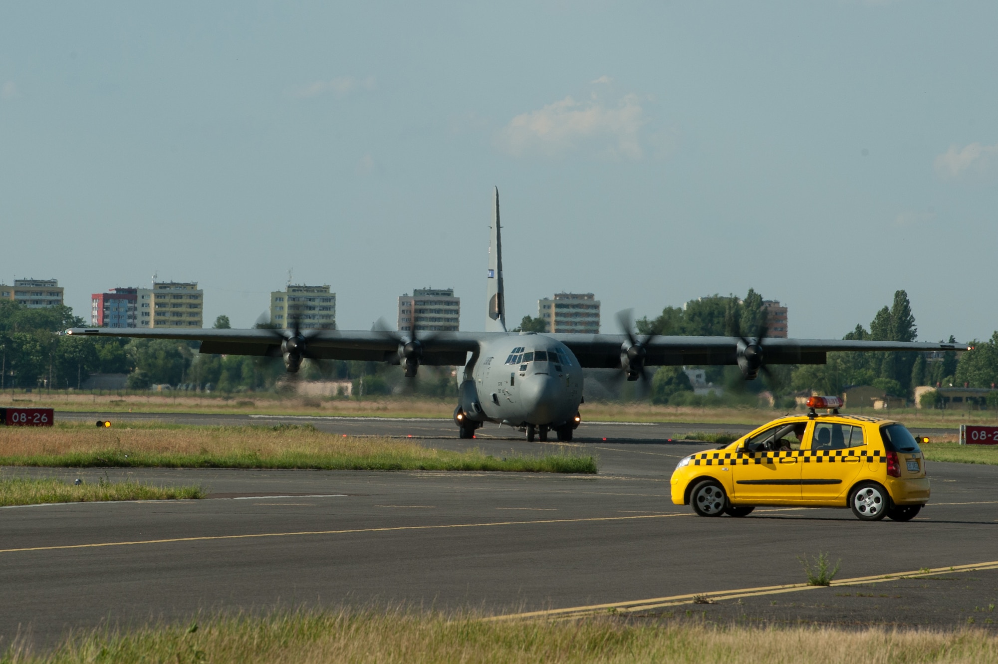 A C-130J Super Hercules from Dyess Air Force Base, Texas, taxies after landing at Bydgoszcz Airport, Poland, during exercise Swift Response 16 on June 8, 2016. The exercise is one of the premier military crisis response training events for multinational airborne forces in the world. This year, it had more than 5,000 participants from 10 NATO nations. (U.S. Air Force photo/Master Sgt. Joseph Swafford)