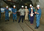 150630-N-DT805-030 PEARL HARBOR (June 30, 2015) U.S. Sen. Mazie Hirono, from Hawaii, receives a briefing from Lt. Cmdr. Andrew Lovgren, fuel director and actions officer at Navy Supply Fleet Logistics Center, during a tour of Red Hill Bulk Fuel Storage Facility. The Red Hill facility was built between 1940 and 1943. Each of its 20 cylindrical tanks is 250 feet tall and 100 feet in diameter. Each can hold up to 12.5 million gallons of fuel. (U.S. Navy photo by Chief Mass Communication Specialist John M. Hageman/Released)                                                                                                                                                                                                                           