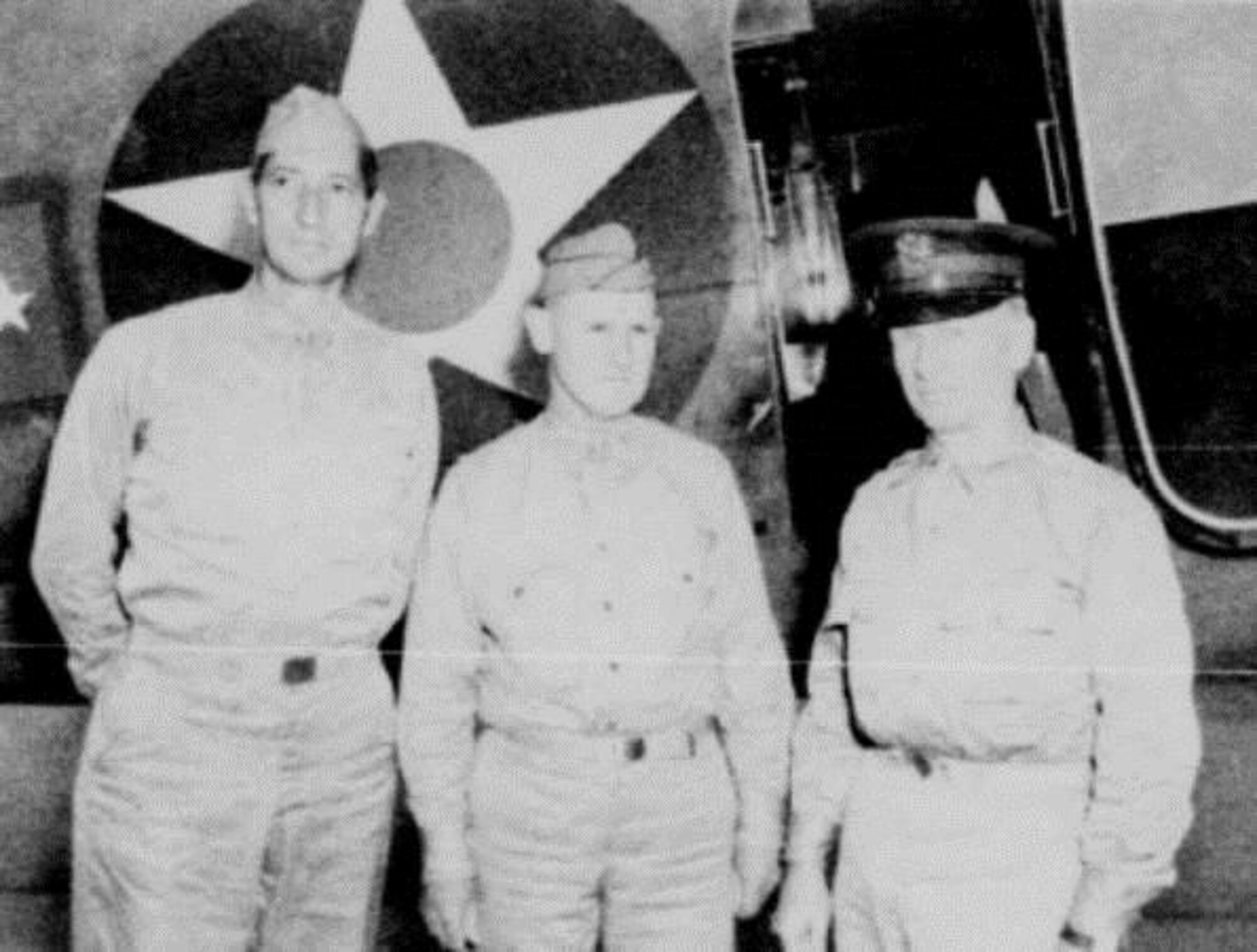 Portland received many VIP visitors in its early days as an air base.  Pictured here from left to right are US Army officers Brigadier General Mark W. Clark, Assistant Chief of Staff (G-3), GHQ, US Army; Colonel Joseph L. Stromme, Portland AAB commander, and Lieutenant General Leslie J. McNair, Chief of Staff of GHQ, US Army.  Note the general officer insignia on the transport aircraft behind them.  (U.S. Air Force photo)