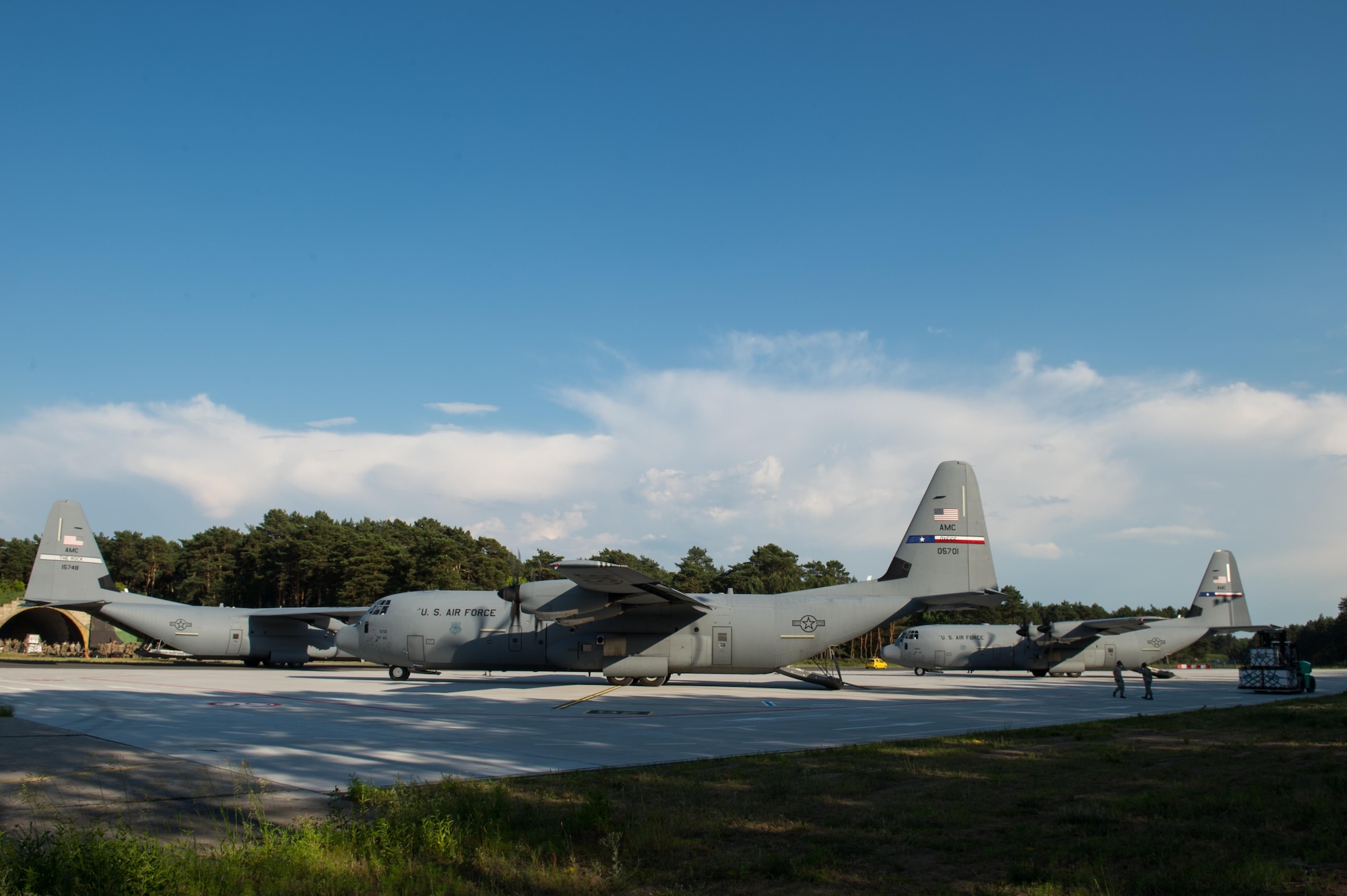 Airmen from the 821st Contingency Response Group load a pallet onto a C-130J Super Hercules during Exercise Swift Response 16 at the Bydgoszcz Airport, Poland, June 8, 2016. Exercise SR16 is one of the premier military crisis response training events for multinational airborne forces in the world, the exercise has more than 5,000 participants from 10 NATO nations. Contingency Response units are self-sufficient and can deploy with all personnel, equipment and supplies to execute the mission. (U.S. Air Force photo by Master Sgt. Joseph Swafford/Released)