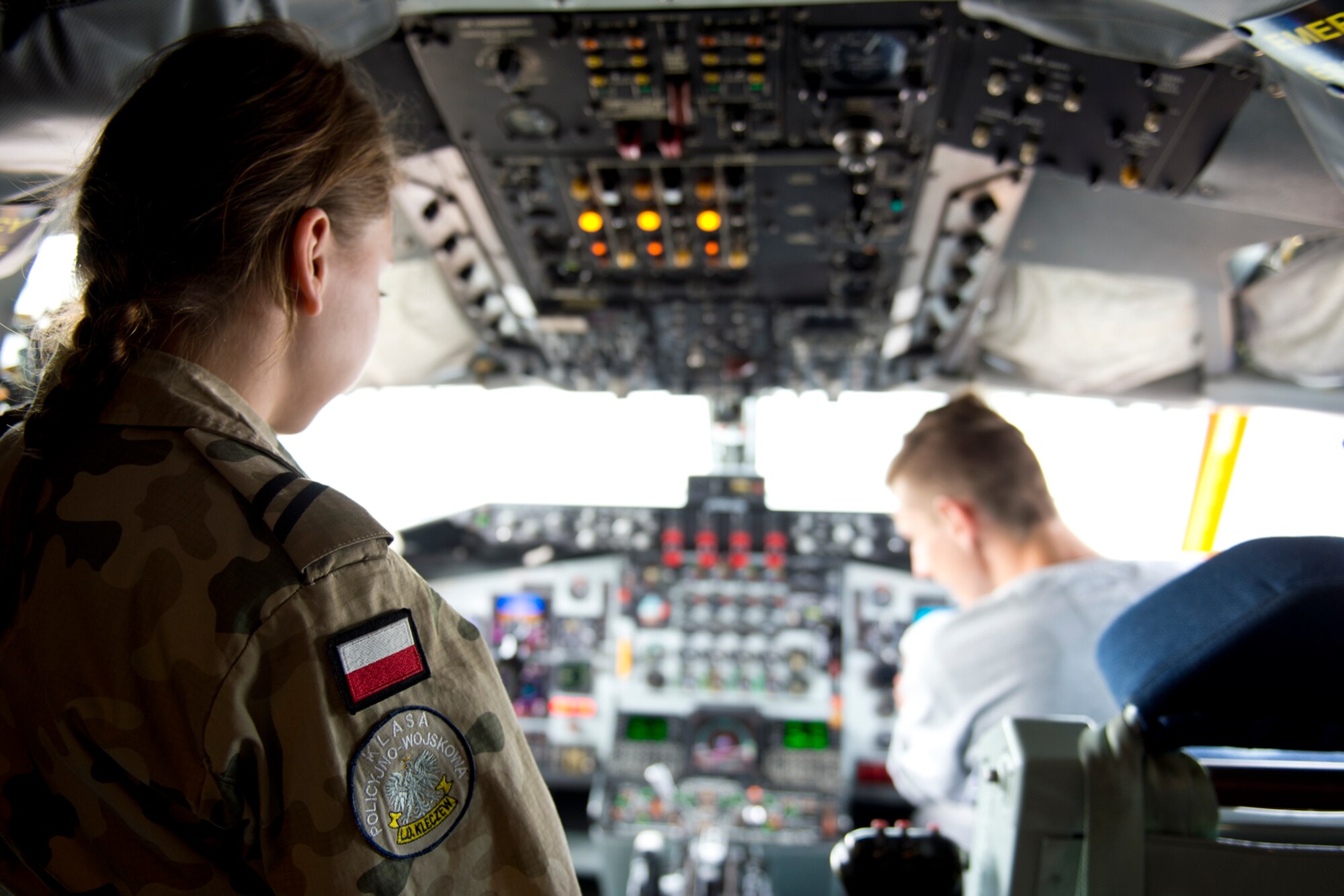 High school students from a military class at Adam Mickiewicz High School Complex, Kleczew, Poland, learn about the KC-135 Stratotanker at Powidz Air Base, Poland, where the 434th and 100th Air Refueling Wings are based while taking part in Baltic Operations 2016, June 9, 2016. The pilots, boom operator and maintainers took the students around, teaching them about the different aspect of their jobs. (U.S. Air Force photo/Senior Airman Erin Babis)