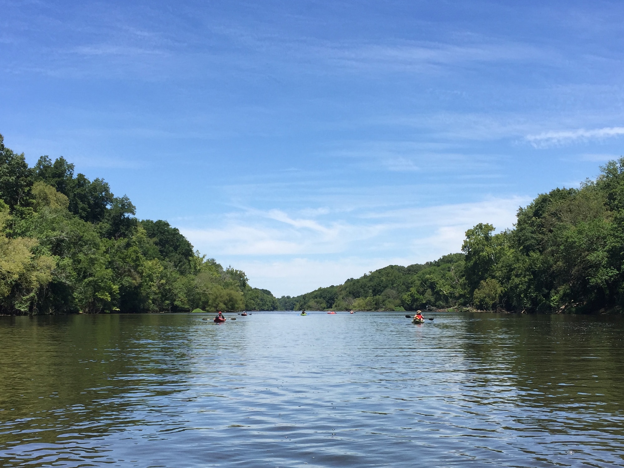 Tech. Sgt. Richard Egan, 4th Equipment Maintenance Squadron assistant chief for repair and reclamation, along with family and members of the SJ Hike-Camping Club, kayak down the Cape Fear River, Aug. 2, 2015, in Wilson County, North Carolina. The group did a two-day trip from Buckhorn Reservoir down to Lillington, N.C. staying overnight at Raven Rock State Park in Lillington. (Courtesy photo)