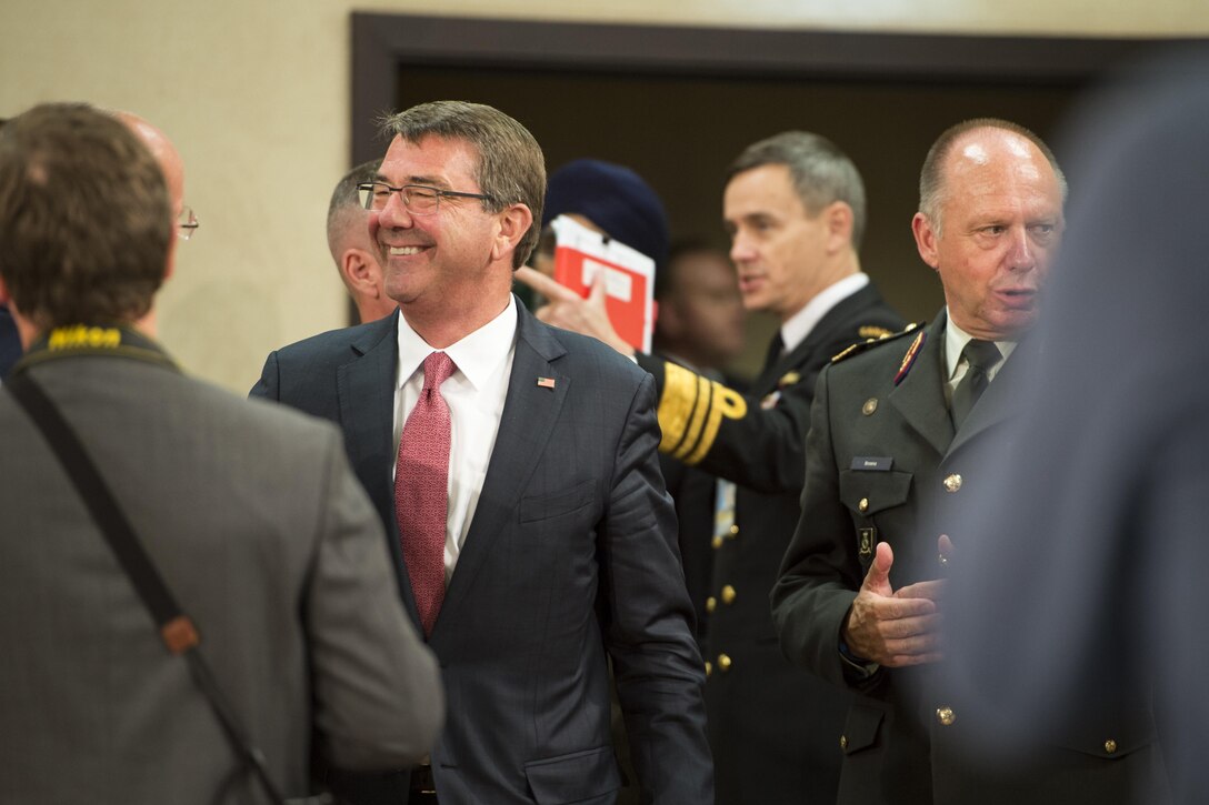 Defense Secretary Ash Carter enters the North Atlantic Council meeting at NATO headquarters in Brussels, June 14, 2016. DoD photo by Air Force Staff Sgt. Brigitte N. Brantley