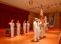 Naval Support Activity Color Guard presents the colors during a retirement ceremony for Command Master Chief Joseph Gardner June, 10, 2016, at the Joint Base Charleston – WS, Red Bank Club. Gardner retired after serving more than 28 years in the United States Navy. (U.S. Navy Photo by Mass Communication Specialist Sean M. Stafford/Released)
