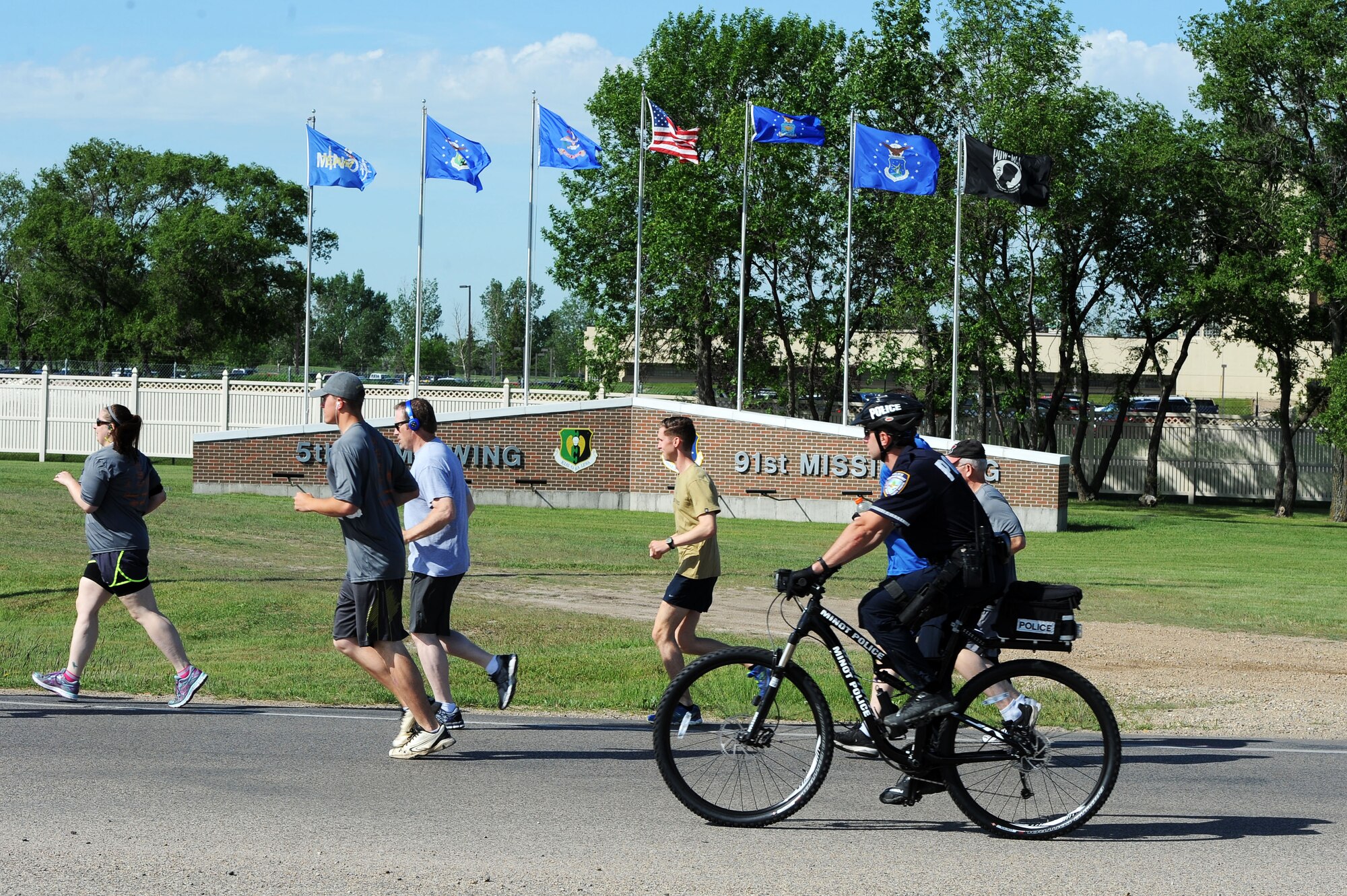 The annual North Dakota event, which began in 1985, raises awareness and funds for Special Olympics North Dakota and the State Summer Games. Over 30 Airmen from Minot Air Force Base participated in the event this year. (U.S. Air Force photos/Senior Airman Kristoffer Kaubisch)