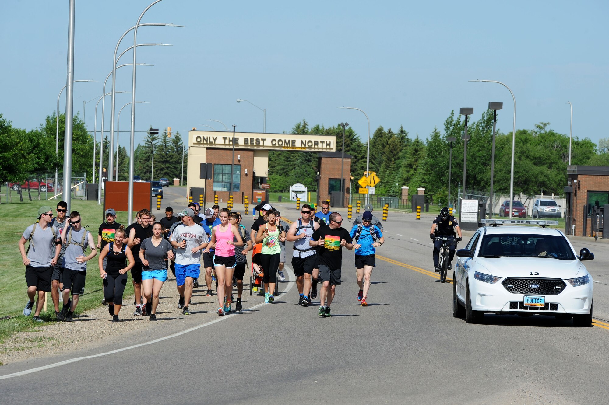 The annual North Dakota event, which began in 1985, raises awareness and funds for Special Olympics North Dakota and the State Summer Games. Over 30 Airmen from Minot Air Force Base participated in the event this year. (U.S. Air Force photos/Senior Airman Kristoffer Kaubisch)