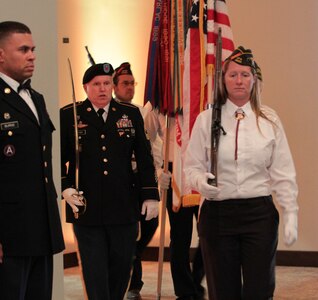 Posting of the Colors during the 76th ORC’s Utah Army Ball in celebration of the United States Army’s 241st birthday, held at the Living Planet Aquarium, Salt Lake City, June 11.