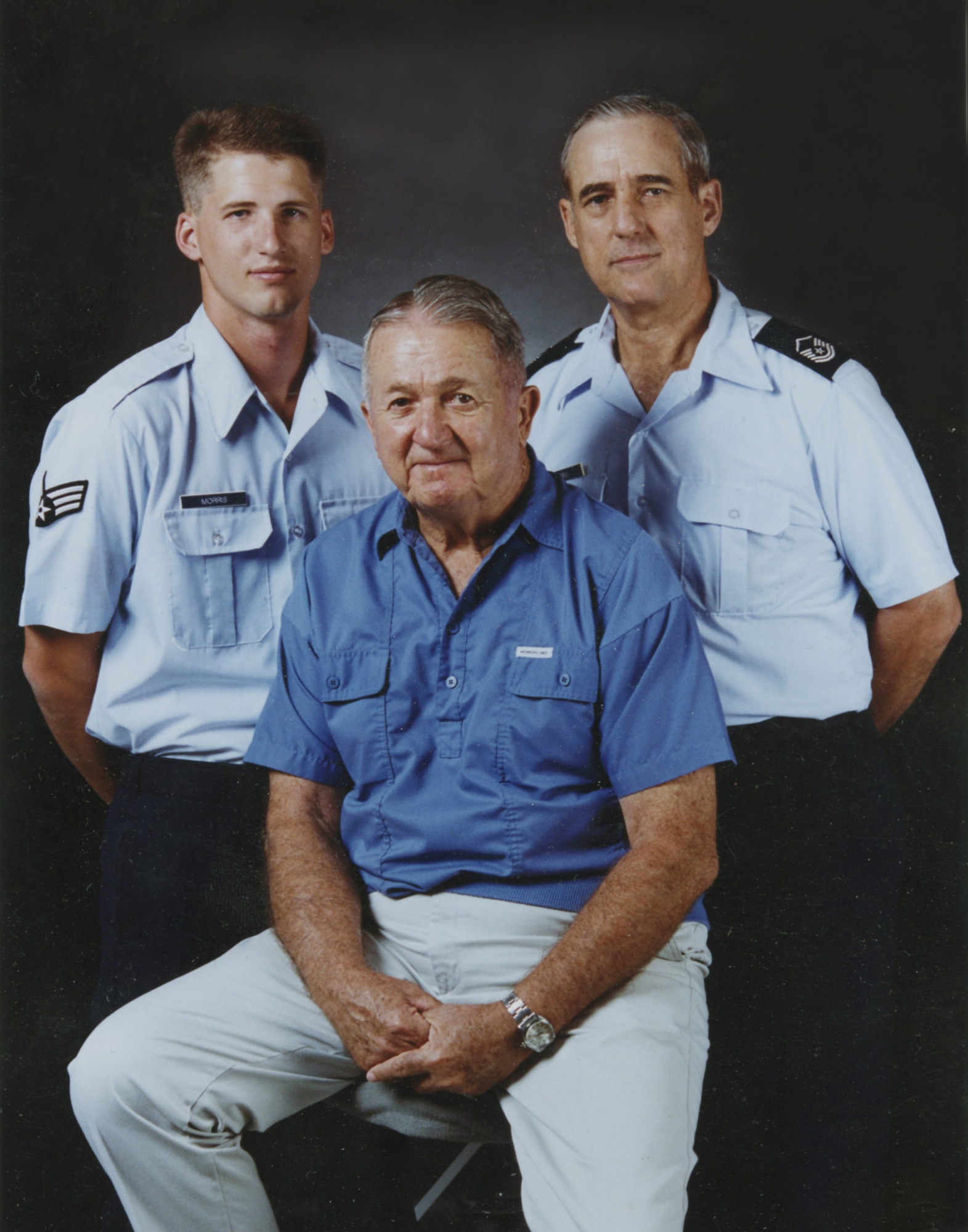 Maj. Gen. Donald E. Morris pictured here with his son Don Morris Jr. and his grandson John Morris. Both his son and grandson served at the 162nd as many other Tucson families have joined and served the Guard family. (U.S. Air National Guard photo)