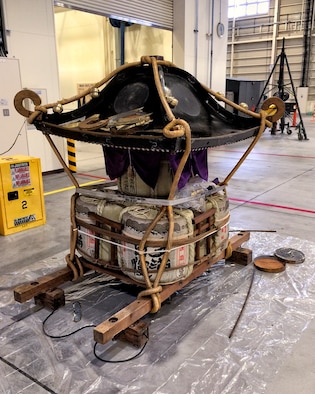 The 374th Airlift Wing’s Mikoshi Shrine sits in a hangar before being refurbished at Yokota Air Base, Japan, Feb. 24, 2016. (Courtesy photo by 374th Maintenance Squadron AGE flight)
