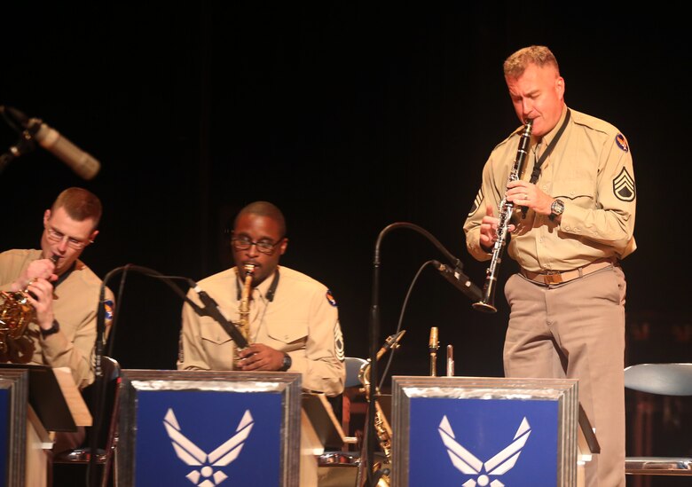 U.S. Airmen with the U.S. Air Force Band of the Pacific-Asia Showcase jazz ensemble perform at the Iwakuni Civic Hall in Iwakuni, Japan, June 16, 2016. The band of the Pacific-Asia consists of 24 active-duty professional musicians who showcase their talents throughout the Western-Pacific region in support of military and community relations objectives. Based out of Yokota Air Base, Japan, The Pacific Air Force band was established as the United States Air Force Band of the Pacific at Eglin Field, Florida, in 1941. It is one of 12 U.S. Air Force bands, to include the 15-member detachment group stationed at Joint Base Pearl Harbor-Hickam, Hawaii. Pacific Trends and other protocol groups also perform with the Pacific Air Force band and give an average of 200 performances a year for over 125,000 people. 
Hong Kong, Burma, Guam, Singapore, India, Mongolia, Malaysia, Australia, Thailand, Taiwan, the Philippines, Laos, Korea and Japan are some of the past locations the airmen have performed at for military personnel and foreign communities.
