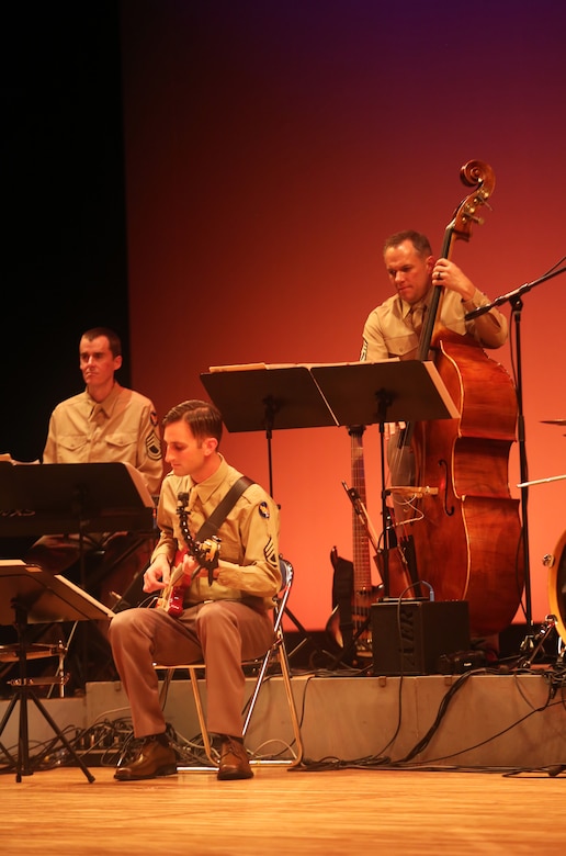 U.S. Airmen with the U.S. Air Force Band of the Pacific-Asia Showcase jazz ensemble perform at the Iwakuni Civic Hall in Iwakuni, Japan, June 16, 2016. The band of the Pacific-Asia consists of 24 active-duty professional musicians who showcase their talents throughout the Western-Pacific region in support of military and community relations objectives. Based out of Yokota Air Base, Japan, The Pacific Air Force band was established as the United States Air Force Band of the Pacific at Eglin Field, Florida, in 1941. It is one of 12 U.S. Air Force bands, to include the 15-member detachment group stationed at Joint Base Pearl Harbor-Hickam, Hawaii. Pacific Trends and other protocol groups also perform with the Pacific Air Force band and give an average of 200 performances a year for over 125,000 people. 
Hong Kong, Burma, Guam, Singapore, India, Mongolia, Malaysia, Australia, Thailand, Taiwan, the Philippines, Laos, Korea and Japan are some of the past locations the airmen have performed at for military personnel and foreign communities.
