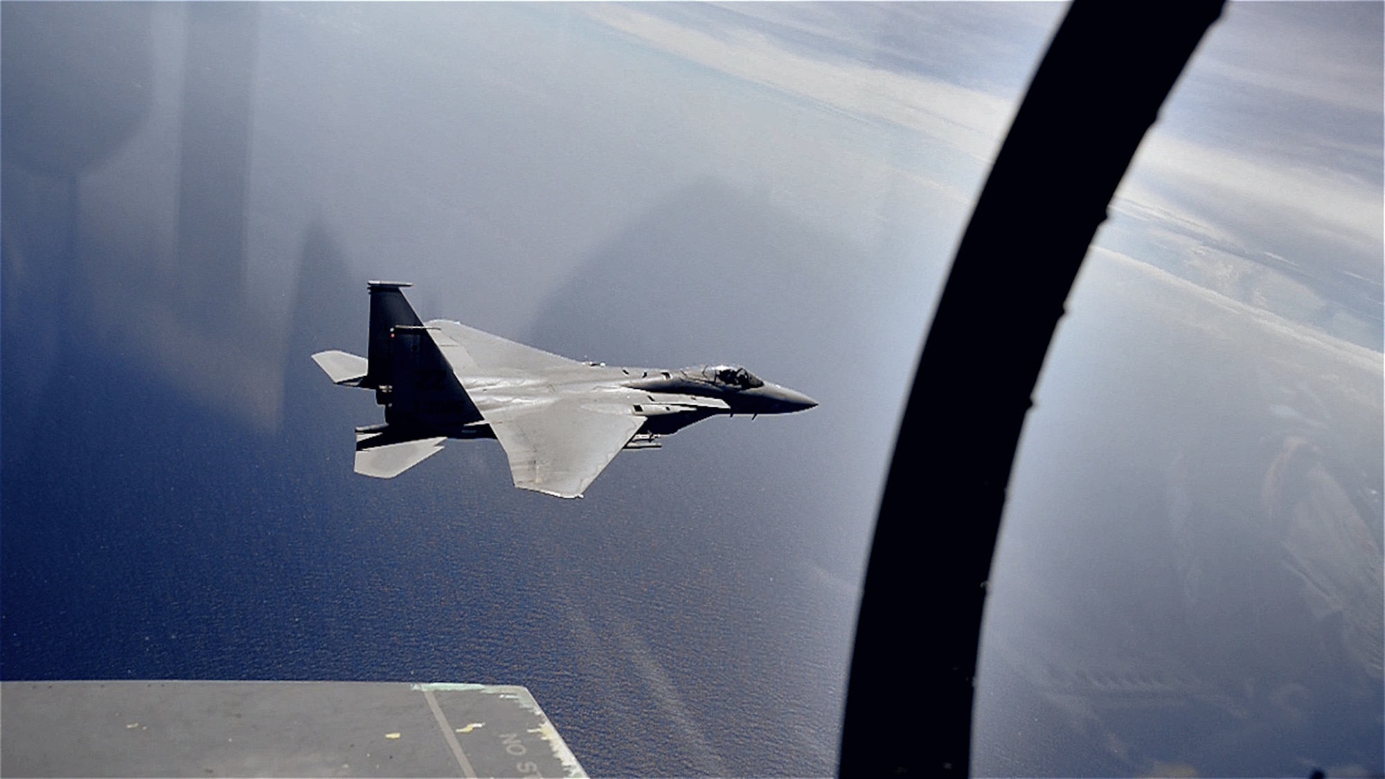 A U.S. Air Force F-15 Eagle from the 44th Fighter Squadron conducts a training flight June 15, 2016 off the coast of Okinawa, Japan. The Eagle's air superiority is achieved through a mixture of unprecedented maneuverability and acceleration, range, weapons and avionics. (U.S. Air Force photo by Senior Airman Devin Nothstine)