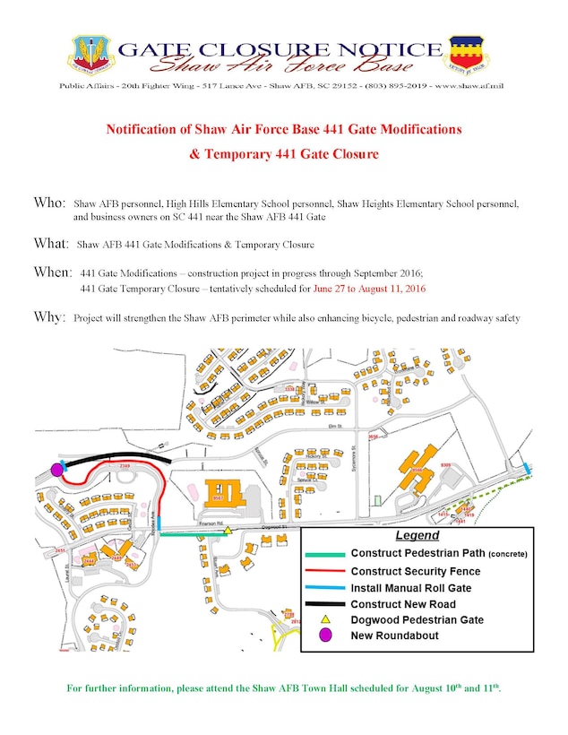 Map and information of the 441 Gate closure and updates