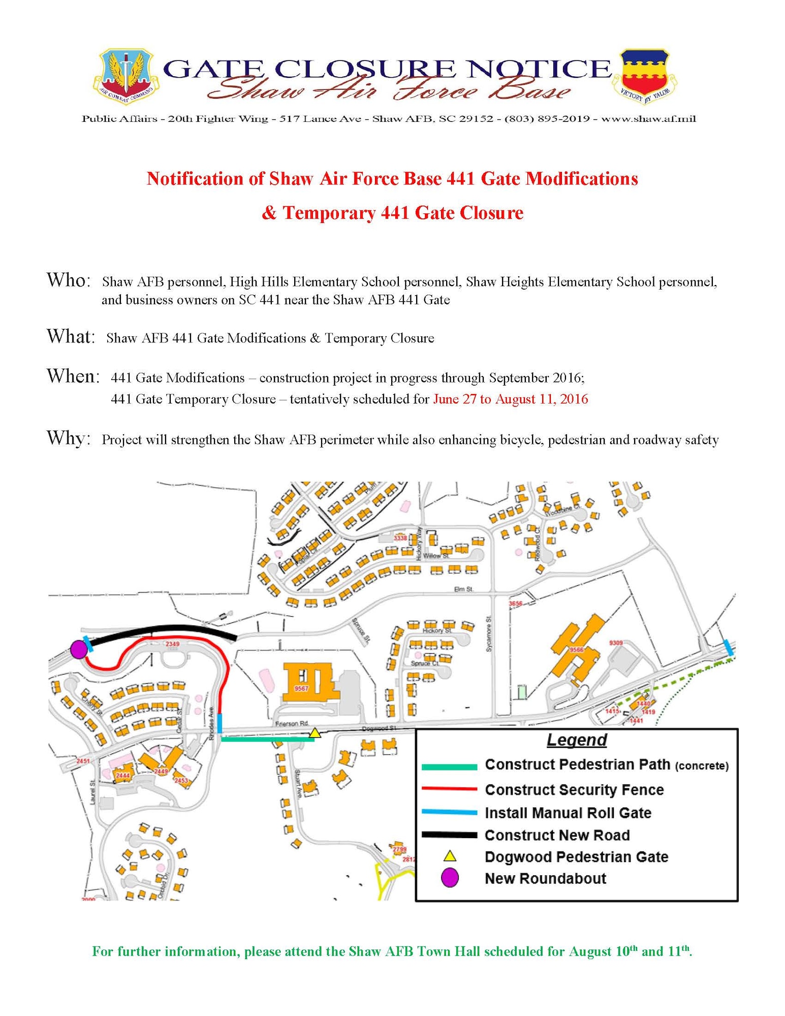 Map and information of the 441 Gate closure and updates