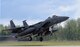 An F-15E Strike Eagle, assigned to the 494th Fighter Squadron out of Royal Air Force Lakenheath, England, gains speed as it takes off from Eielson Air Force Base, Alaska, June 6, 2016, during Red Flag-Alaska 16-2. Red Flag-Alaska missions are conducted over the Joint Pacific Alaska Range Complex, more than 67,000 square miles of airspace that includes one conventional bombing range and two tactical bombing ranges containing 510 different types of targets and 45 threat simulators. (U.S. Air Force photo/Master Sgt. Karen J. Tomasik)