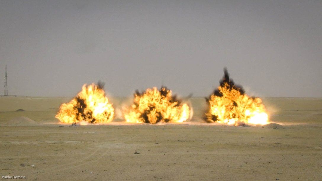 Explosive Ordnance Disposal Marines with Special Purpose Marine Air Ground Task Force - Crisis Response - Central Command 16.2, Soldiers with the 797th Ordnance Co., 79th Ordnance Bn., perform combined explosive effects training at an undisclosed location in Southwest Asia, May 10, 2016. SPMAGTF-CR-CC is forward deployed in several host nations, with the ability to respond to a variety of contingencies rapidly and effectively. 