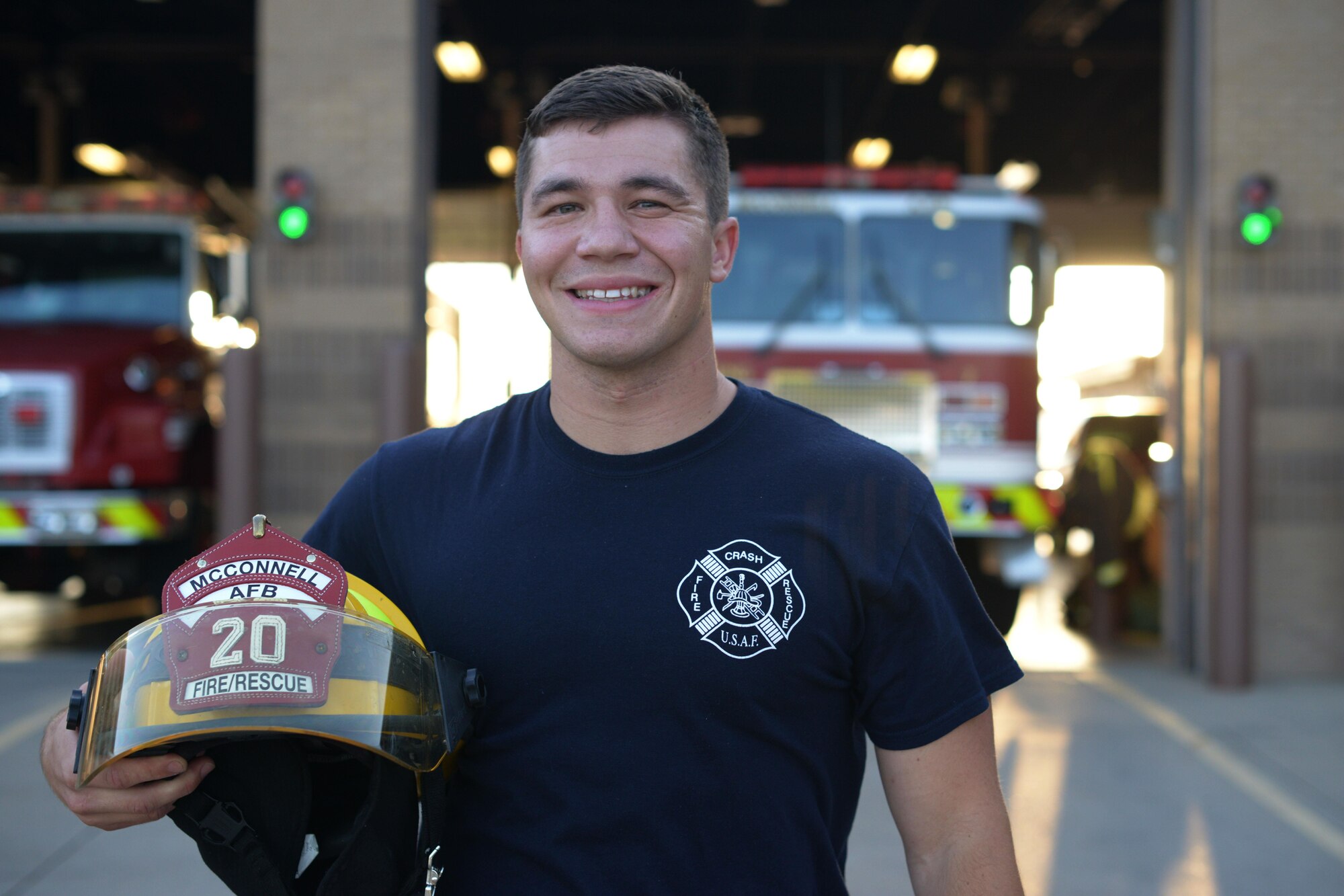 Airman 1st Class Matthew McClendon, 22nd Civil Engineer Squadron firefighter.

The Air Force is helping me accomplish my dreams. I have always wanted to be a firefighter and I plan on going back to Joint Base Elmendorf Alaska, where I was originally stationed for three years and work for the Air National Guard and be a civilian firefighter. I joined for education. The Air Force has helped me with certifications and will help me with schooling when I separate. (U.S. Air Force photo/Airman 1st Class Christopher Thornbury)