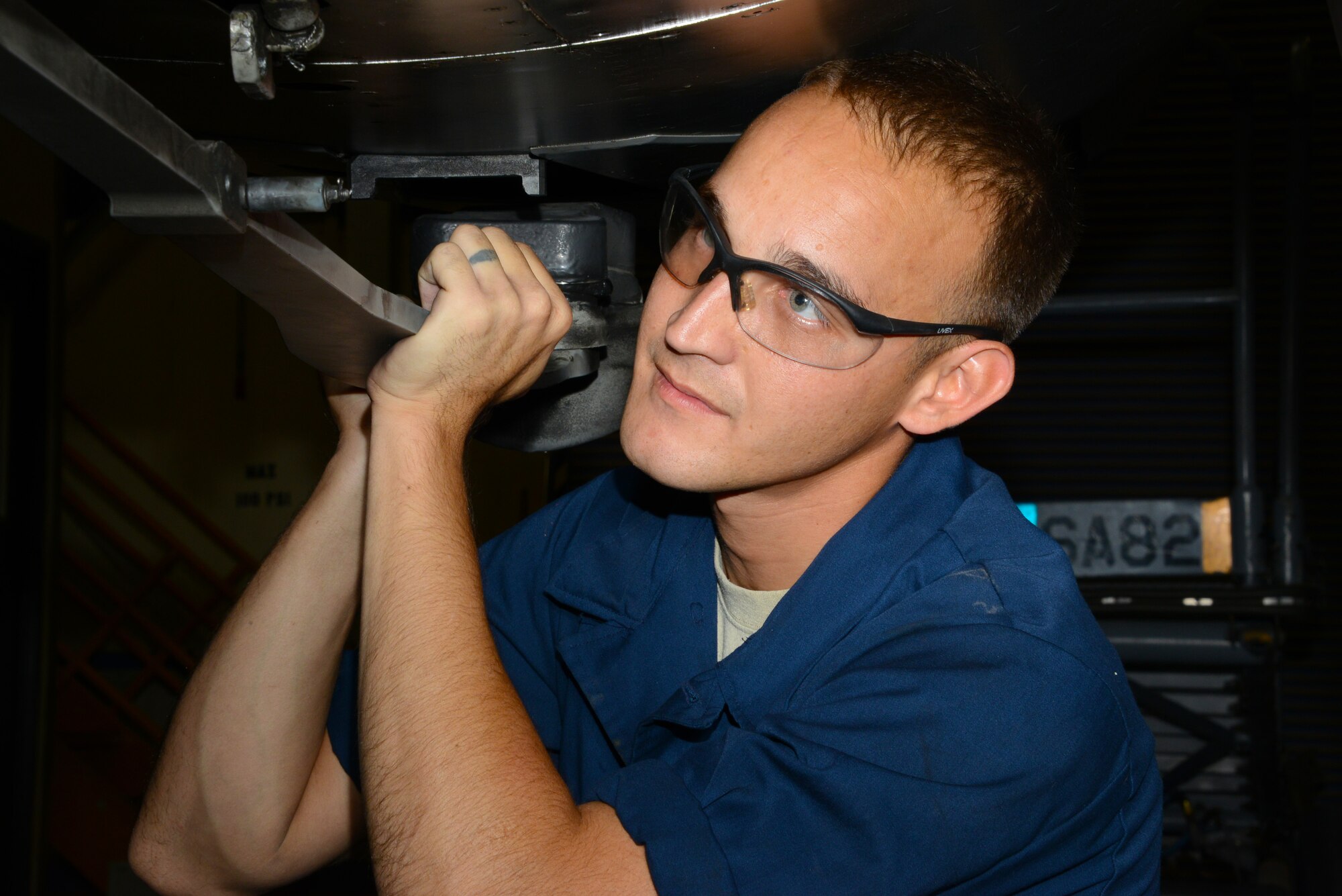 Staff Sgt. Lenard Patterson, 56th Equipment Maintenance Squadron inspection section team member, stores the arresting hook on an F-16 Fighting Falcon June 15, 2016, at Luke Air Force Base, Ariz. The inspection section thoroughly inspects aircraft for discrepancies, fix then ops check all major systems and subsystems, and return safe and reliable aircraft back  for another 400 hours of training the world's greatest F-16 fighter pilots.  (U.S. Air Force photo by Tech. Sgt. Timothy Boyer)