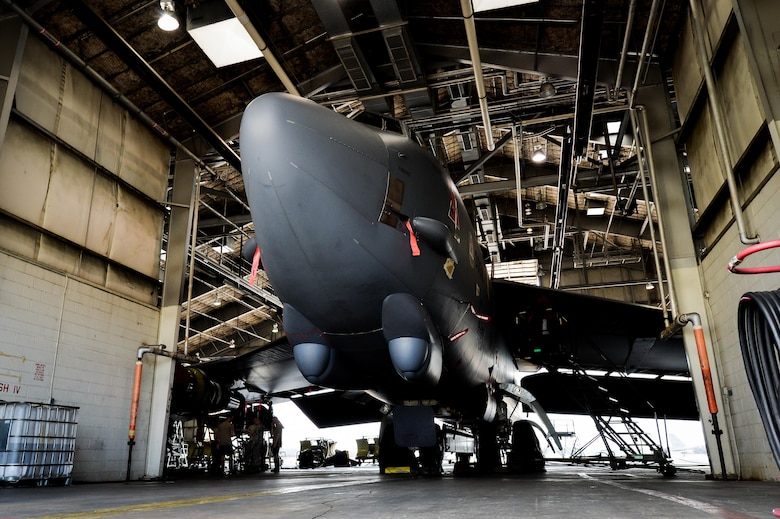 A B-52 Stratofortress is parked at the wash rack in the 2nd Maintenance Squadron at Barksdale Air Force Base, La., June 15, 2016. After an aircraft accumulates 450 flighthours, phase Airmen conduct a wash and a week-long inspection. The inspection allows Airmen to locate any possible repairs. (U.S. Air Force photo/Senior Airman Mozer O. Da Cunha)