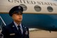Master Sgt. Kristofer Reyes, a 99th Airlift Squadron flight engineer, stands at parade rest in front of a C-37A and awaits the arrival of a U.S. senior elected leader at Joint Base Andrews, Md., June 7, 2016. In addition to monitoring and maintaining the mechanical and electrical systems on the C-37A, a highly modified Gulfstream G5 aircraft, flight engineers are also responsible for greeting their customers, which are typically the U.S. vice president, cabinet members, combatant commanders, and other senior military and elected leaders. (U.S. Air Force photo/Senior Master Sgt. Kevin Wallace)
