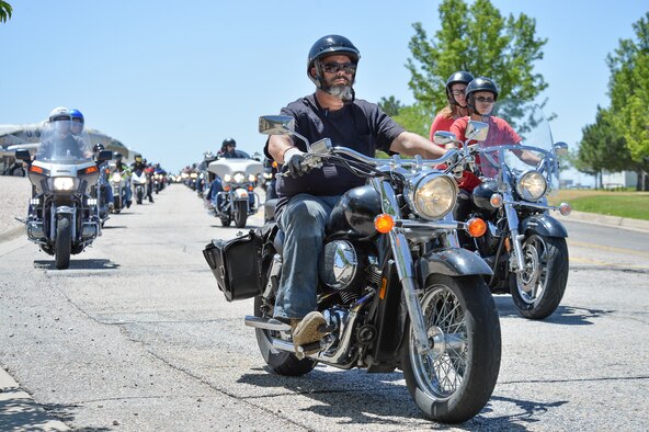 Motorcyclists participate in the 7th annual “See me, Save me” campaign ride June 16 near the Hill Aerospace Museum. The ride was designed to focus attention on roadway safety for all users. (U.S. Air Force photo by R. Nial Bradshaw)
