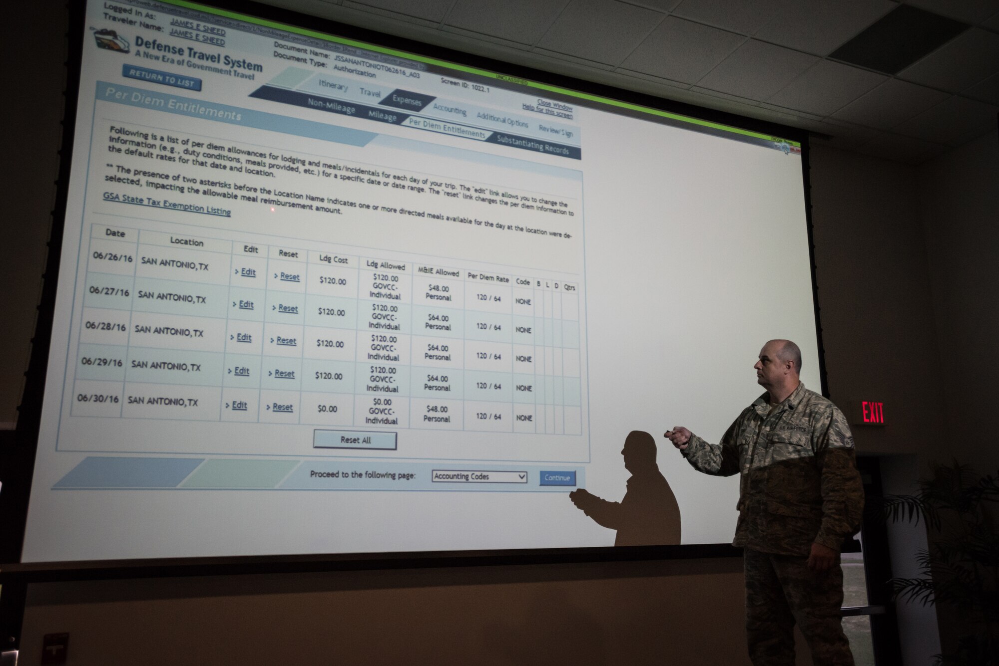 U.S. Air Force Tech. Sgt. Jim Sneed, NCOIC of financial services for the Kentucky Air National Guard’s 123rd Airlift Wing, teaches a class on the Defense Travel System at the Air National Guard’s Air Dominance Center in Savannah, Ga., June 15, 2016. The class is part of Maintenance University here, a weeklong course designed to provide intensive instruction to aircraft maintainers. Now in its eighth year, Maintenance University is sponsored by the 123rd Airlift Wing. (U.S. Air National Guard photo by Lt. Col. Dale Greer)