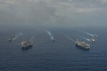 160618-N-DA693-146:
PHILIPPINE SEA (June 18, 2016) - The Nimitz-class aircraft carriers USS John C. Stennis (CVN 74) and USS Ronald Reagan (CVN 76) conduct dual aircraft carrier strike group operations in the U.S. 7th Fleet area of operations in support of security and stability in the Indo-Asia-Pacific. The operations mark the U.S. Navy’s continued presence throughout the area of responsibility.  (U.S. Navy photo by Mass Communication Specialist 3rd Class Jake Greenberg / Released)