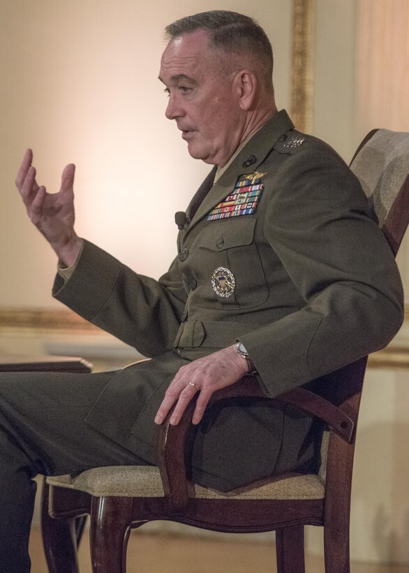 Marine Corps Gen. Joe Dunford, chairman of the Joint Chiefs of Staff, discusses defense challenges at the Council on Foreign Relations in New York City, June 17, 2016. DoD photo by Navy Petty Officer 2nd Class Dominique A. Pineiro