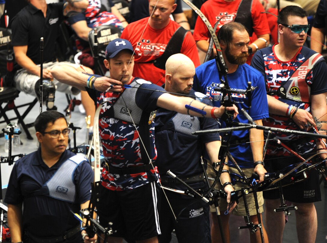 The 2016 DoD Warrior Games includes archery, both recurve bow, seen here, and compound bow. The Games, running from June 15-21,  are a Paralympic-type event for wounded, ill and injured personnel from the military representing all four U.S. Services, Special Operations Command and the United Kingdom. This year's competition is being held at the U.S. Military Academy at West Point, N.Y.