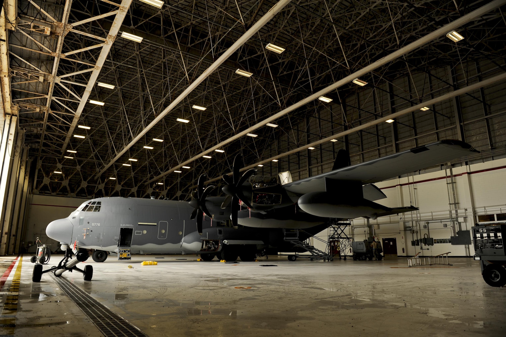 A U.S. Air Force MC-130J Commando II, assigned to the 17th Special Operations Squadron, undergoes a home station inspection June 13, 2016, at Kadena Air Base, Japan. When aircraft return from deployments and temporary duty stations, Airmen of the 353rd Special Operations Maintenance Squadron perform a complete inspection of all systems to ensure the aircraft's continued safe operation.  (U.S. Air Force photo by Senior Airman Peter Reft)