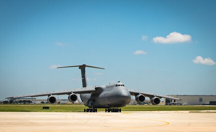 The 433rd Airlift Wing receives its first C-5M Super Galaxy aircraft, bestowed "The City of San Antonio," during a  transfer ceremony June 17, 2016 at Joint Base San Antonio-Lackland, Texas. Maj. Gen. John C. Flournoy Jr., 4th Air Force commander, and Col. Thomas K. Smith Jr., 433rd AW commander, piloted the maiden flight of the first C-5M from Stewart National Guard Base, New York, that morning. The 433rd AW will receive nine C-5M models by late 2018, which is the result of a two-phase modernization effort that will improve fuel savings, climb rate, payload capability, and noise reduction. (U.S. Air Force photo by Benjamin Faske)
