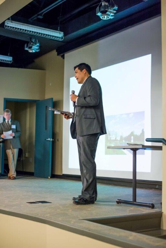Jeffery Watts speaks during an Energy Huntsville meeting in April 2016.