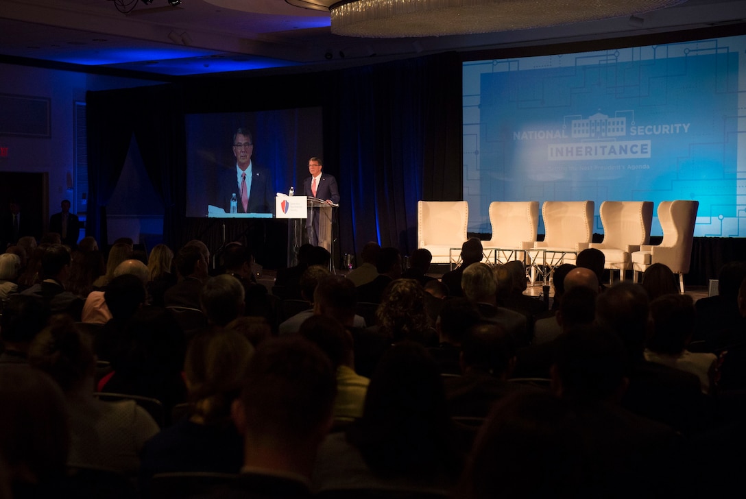 Defense Secretary Ash Carter provides keynote remarks at the Center for a New American Security's annual conference in Washington, D.C., June 20, 2016. DoD photo by Air Force Senior Master Sgt. Adrian Cadiz