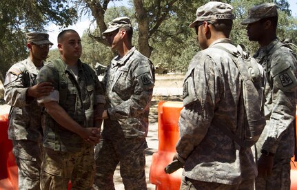 Soldiers from the 812th Military Police Company, of Orangeburg, Ny.,  conduct training on detainee operations during the Combat Support Training Exercise on 17 June at Fort Hunter-Liggett, Ca. 54 units from across the U.S. Army Reserve, National Guard, Active Army, U.S. Air Force, U.S. Navy, and Canadian Army participate in the 84th Training Command's second CSTX of the year, CSTX 91-16-02, hosted by the 91st Training Division. (Photos by Spc. Victoria Friend)