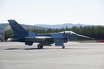 U.S. Air Force Col. Brian Toth, the 354th Operations Group commander, taxis for a morning sortie June 16, 2016, during RED FLAG-Alaska 16-2, at Eielson Air Force Base, Alaska. Toth took command last July and logged more than 200 hours in the F-16. (U.S. Air Force photo by Staff Sgt. Ashley Nicole Taylor/Released)
