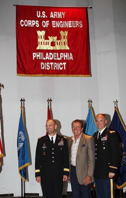 Philadelphia Eagles legend Vince Papale (center) served as keynote speaker during the Philadelphia District's 150th Anniversary celebration on June 15, 2016 at the Independence Seaport Museum