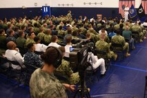 160617-N-WT427-178 JINHAE, Republic of Korea (June 17, 2016) Adm. Scott H. Swift, the commander of U.S. Pacific Fleet, speaks to Sailors during all-hands call at Commander, Fleet Activities Chinhae. Swift is in Korea to reaffirm the U.S. and ROK alliance and show his support for Sailors serving throughout the peninsula. (U.S. Navy photo by Mass Communication Specialist 3rd Class Jermaine M. Ralliford/Released)
