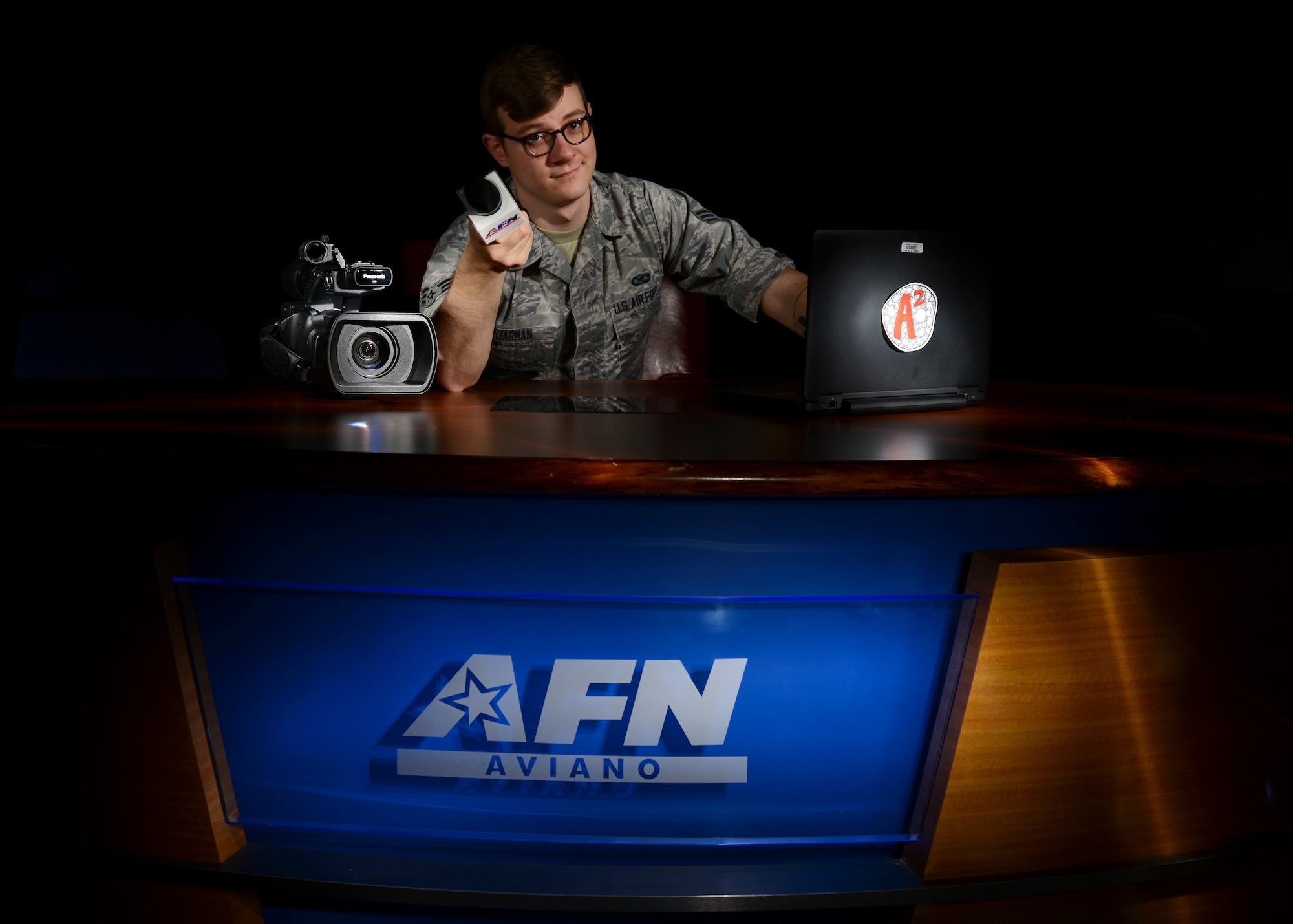 American Forces Network Aviano strives to inform the Aviano community through entertaining products. In the face of changing media, AFN Aviano created A2, a skit comedy video series, in an effort to communicate the 31st Fighter Wing commander’s message. (U.S. Air Force photo by Senior Airman Austin Harvill/Released) 