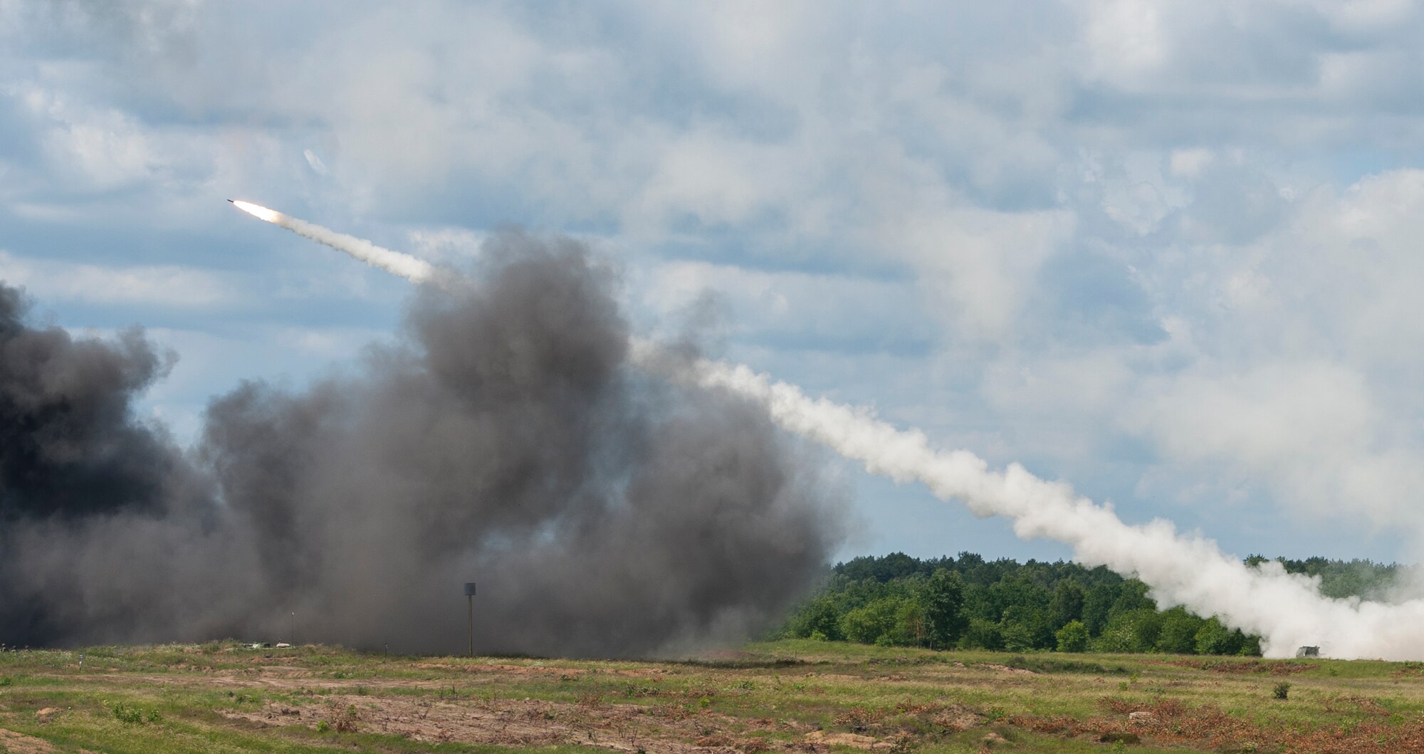 A surface-to-air missile is fired as part of a live-fire event during exercise Anakonda 2016 June 16, 2016, in Poland. The event was an opportunity for U.S. Airmen to train alongside allies and test aircraft, vehicles and other equipment in a live-fire exercise. The event served as a wrap up for Anakonda 2016, a Polish-led international exercise that aimed to train, exercise and integrate Poland and its allied forces by demonstrating their defense capabilities to deploy in mass numbers and sustain combat power. (U.S. Air Force photo/Airman 1st Class Lane T. Plummer)