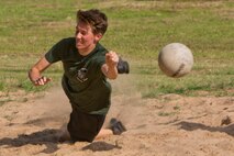U.S. Air Force Senior Airman Kaylee Clark, photojournalist, 19th Airlift Wing, attempts to send the ball back over the net in a sand Volleyball game during Team Little Rock’s annual sports day at Little Rock Air Force Base, Ark., June 17, 2016. Servicemembers from the 19th Airlift Wing, 314th Airlift Wing, 913th Airlift Group and the Arkansas Air National Guard’s 189th Airlift Wing, participated in the day-long event as they competed for the commander’s cup and bragging rights. (U.S. Air Force photo by Master Sgt. Jeff Walston/Released) 