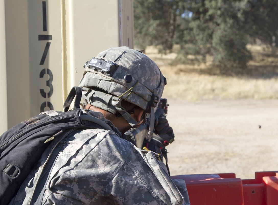 A U.S. Army Reserve Soldier, 1017th Quartermaster Company, Camp Pendleton, Calif., fires ablank round during a tactical scenario as part of Combat Support Training Exercise 91-16-02,Fort Hunter Liggett, Calif., June 17, 2016. As the largest U.S. Army Reserve training exercise,CSTX 91-16-02 provides Soldiers with unique opportunities to sharpen their technical andtactical skills in combat-like conditions. (U.S. Army photo by Sgt. Krista L. Rayford, 367thMobile Public Affairs Detachment)