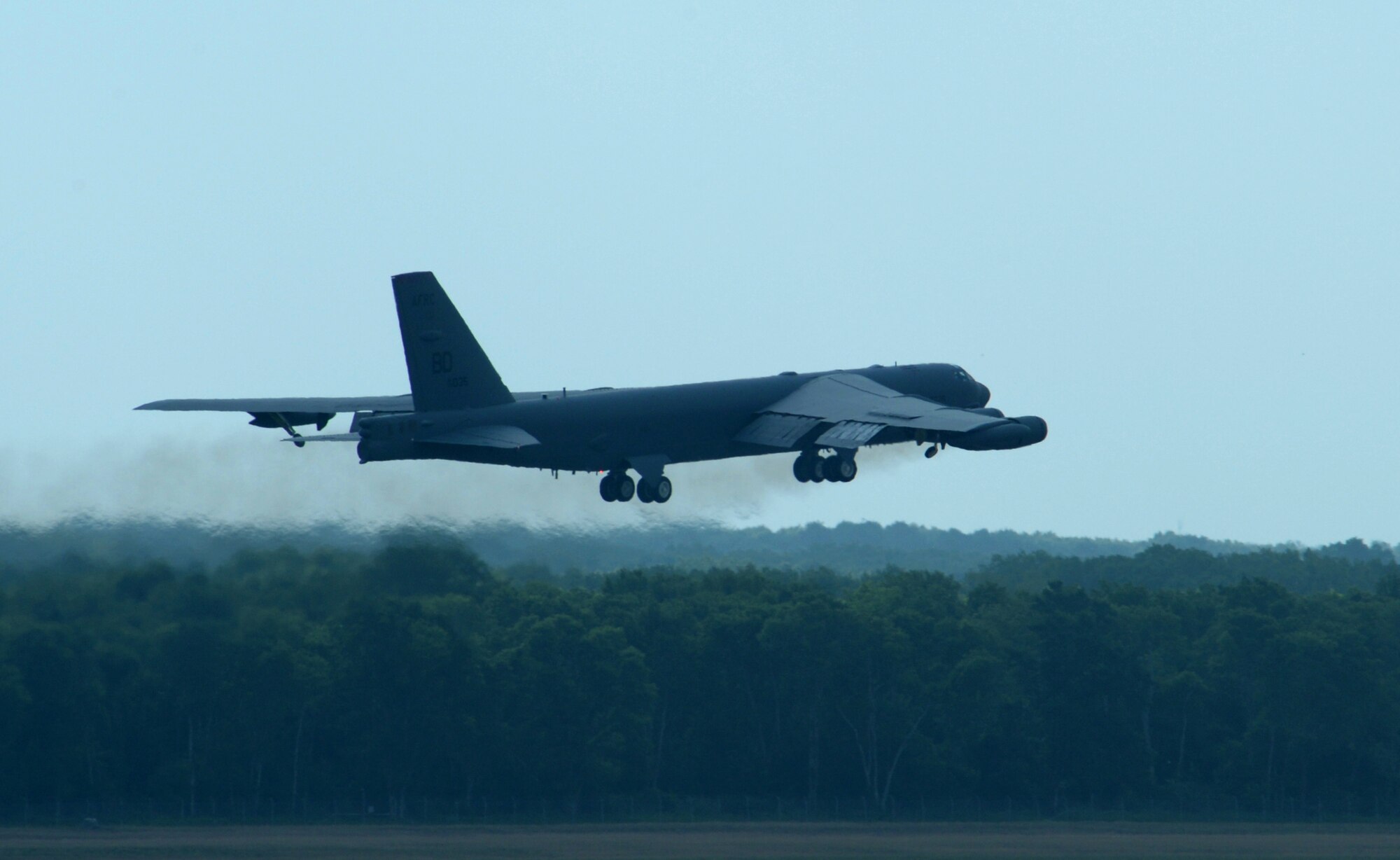 A B-52 Stratofortress takes flight from Barksdale Air Force Base, La., June 15, 2016. The nuclear-capable B-52 boasts a range of 8,800 miles and can carry a wider array of weapons than any aircraft in the Air Force’s arsenal. (U.S. Air Force photo/Senior Airman Curt Beach)
