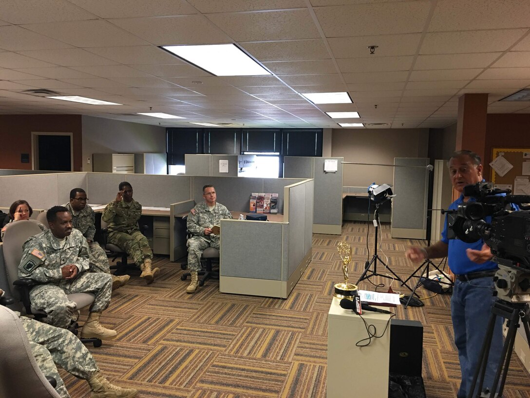 Rick Mickler, an Emmy Award winning journalist with ESPN, visted the 215th Mobile Public Affairs Detachment, U.S Army Reserve, and shared insight from more than 25 years of experience in the broadcast journalism industry during a Joint workshop between the 241st MPAD, Louisiana National Guard and the 215th MPAD.