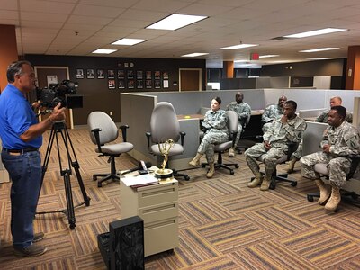 Rick Mickler, an Emmy Award winning journalist with ESPN, visted the 215th Mobile Public Affairs Detachment, U.S Army Reserve, and shared insight from more than 25 years of experience in the broadcast journalism industry during a Joint workshop between the 241st MPAD, Louisiana National Guard and the 215th MPAD.