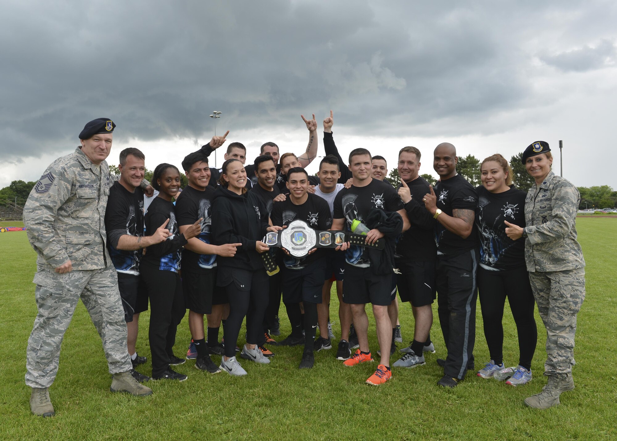 Battling through the various feats of athleticism, the 48th Security Forces Squadron are reigned the new 48th Mission Support Group champions during the second annual 48th MSG Olympics at Royal Air Force Lakenheath, England, June 16, 2016. With the overall success of the event, the 48th SFS plans on continuing the newly established tradition by defending their championship next year against their new-found comrades. (U.S. Air Force photo/ Senior Airman Nigel Sandridge)