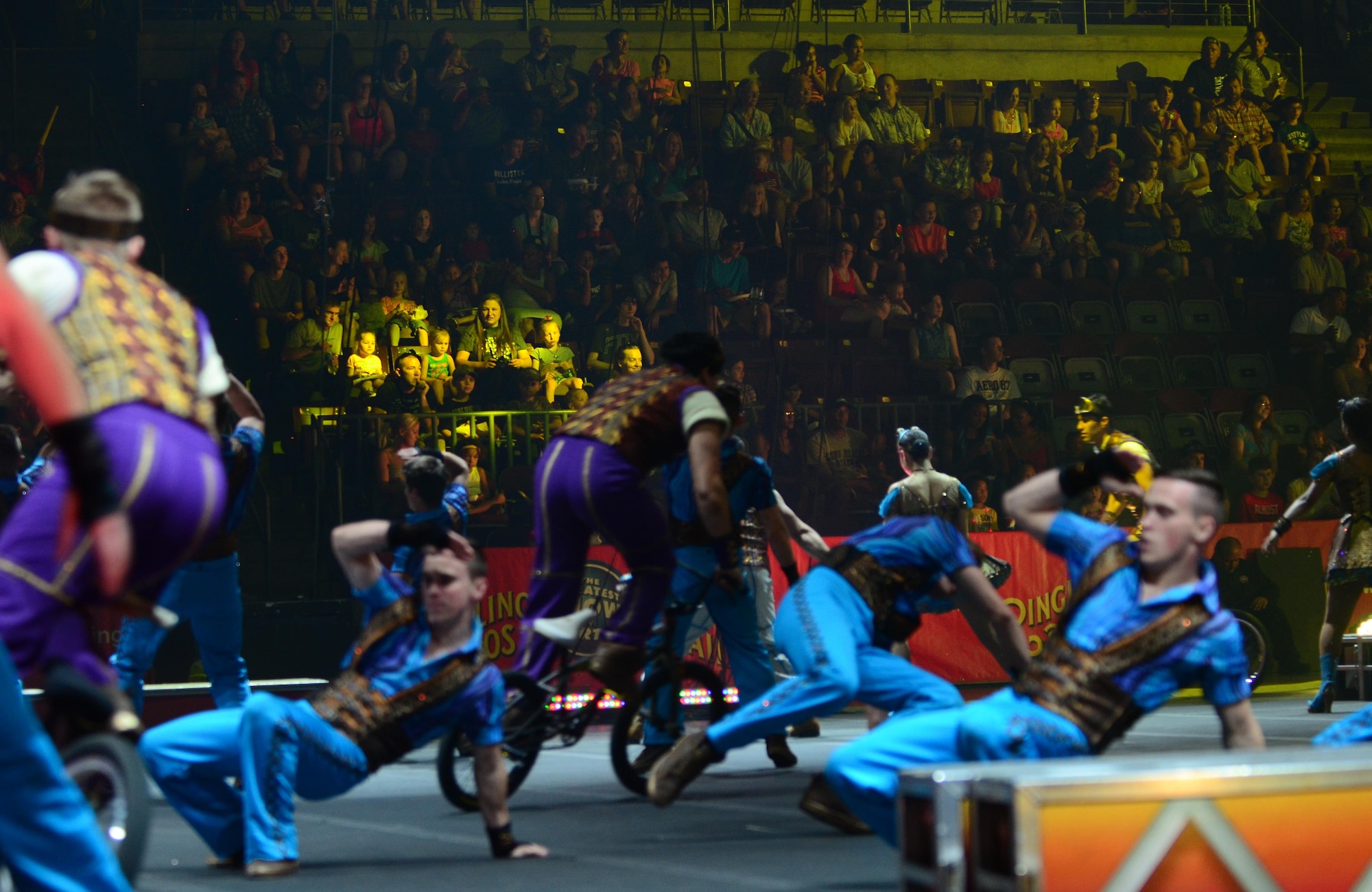 COLORADO SPRINGS, Colo. - People of all ages watch the opening performance of Circus Xtreme presented by the Ringling Bros. and Barnum & Baily Circus at the Broadmoor World Arena on June 11, 2016. The free production was part of a Military Appreciation Day funded by community organizations and offered to military families in the local area. (U.S. Air Force photo by Staff Sgt. Amber Grimm)