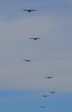 Multiple C-130s Hercules, assigned to the 29th Weapons Squadron, Little Rock Air Force Base, Arkansas, fly in formation over the Nevada Test and Training Range during the Joint Forcible Entry Exercise portion of the United States Air Force Weapons School Advanced Integration, June 16, 2016. U.S. Air Force warfighters joined their Army partners from the 82nd Airborne for in airdrops over the Nevada Test and Training Range June 18, as part of the JFEX. (U.S. Air Force photo by Airman 1st Class Kevin Tanenbaum)