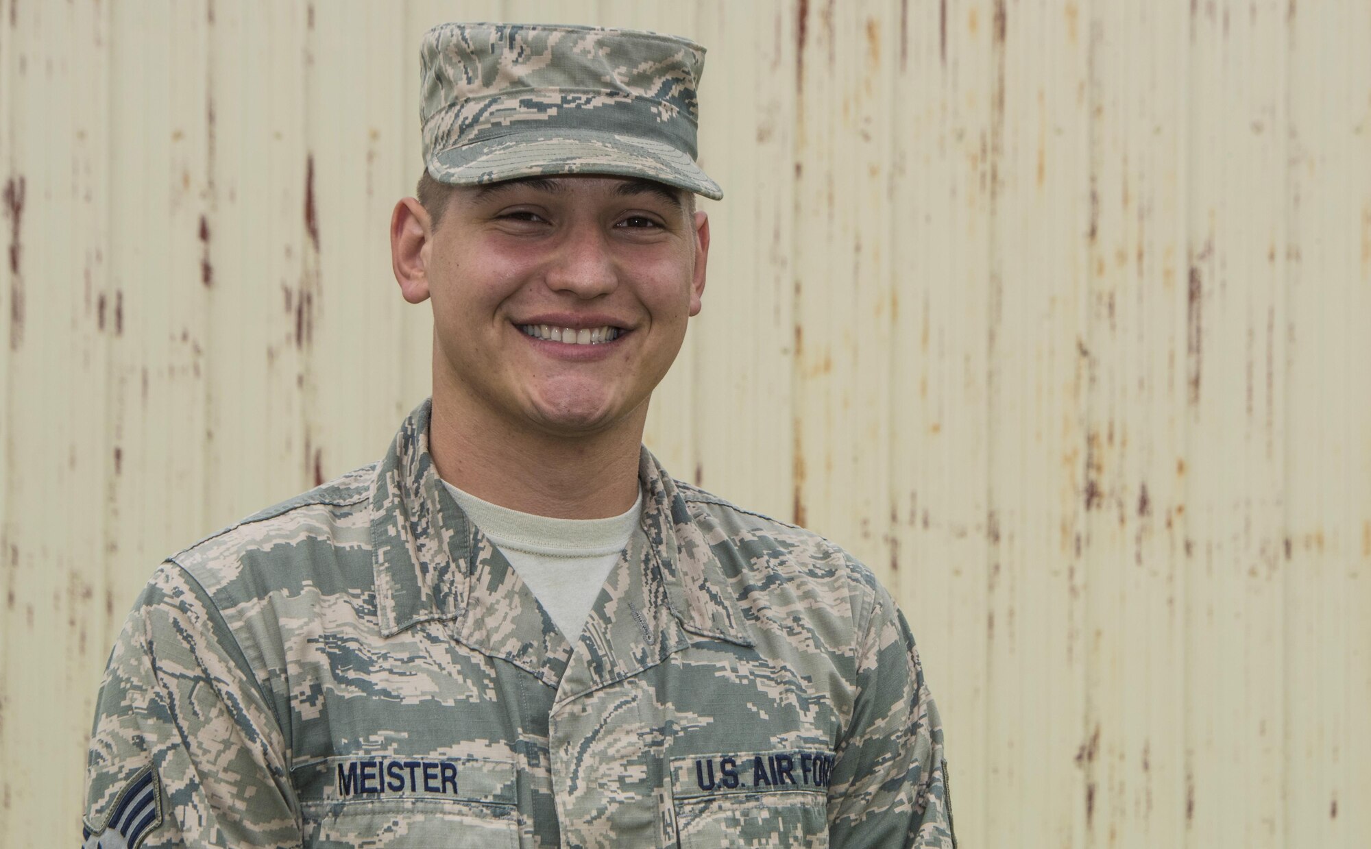 U.S. Air Force Senior Airman Spencer Meister, a 14th Aircraft Maintenance Unit scheduler with the 35th Aircraft Maintenance Squadron, poses for a photo portrait at Misawa Air Base, Japan, June 22, 2016. Meister was recognized as the Wild Weasel of the Week by the 35th AMXS for his superior performance, outstanding work ethic, and overall good conduct and discipline. Meister is from Las Cruces, New Mexico. (U.S. Air Force photo by Airman 1st Class Jordyn Fetter)