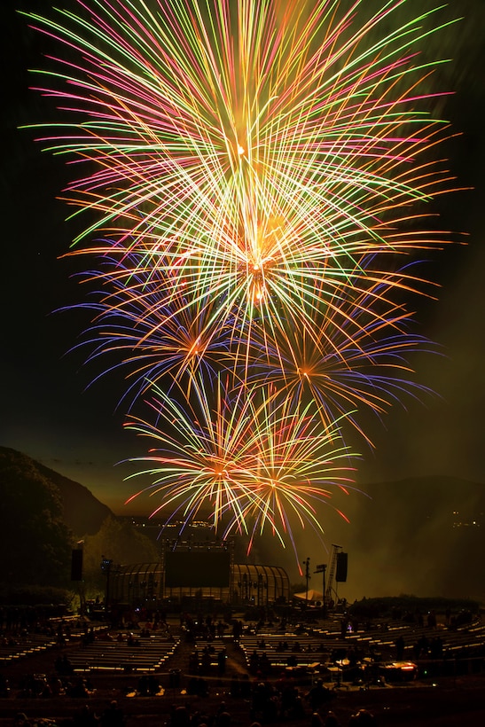 Fireworks light up the sky above Trophy Point during the closing ceremony for the 2016 Department of Defense Warrior Games at the U.S. Military Academy in West Point, N.Y. June 21, 2016. DoD photo by EJ Hersom